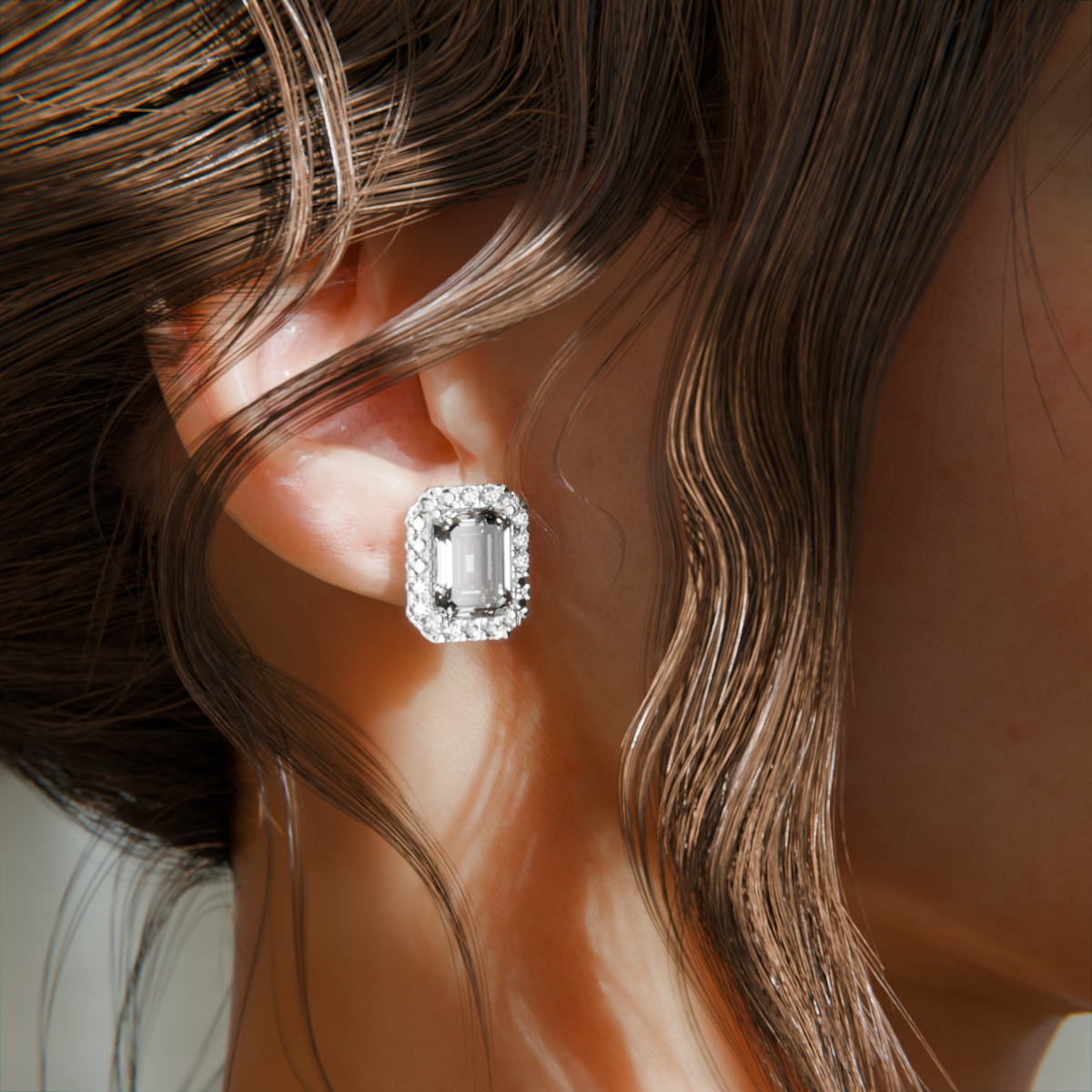 Studs Emerald Halo