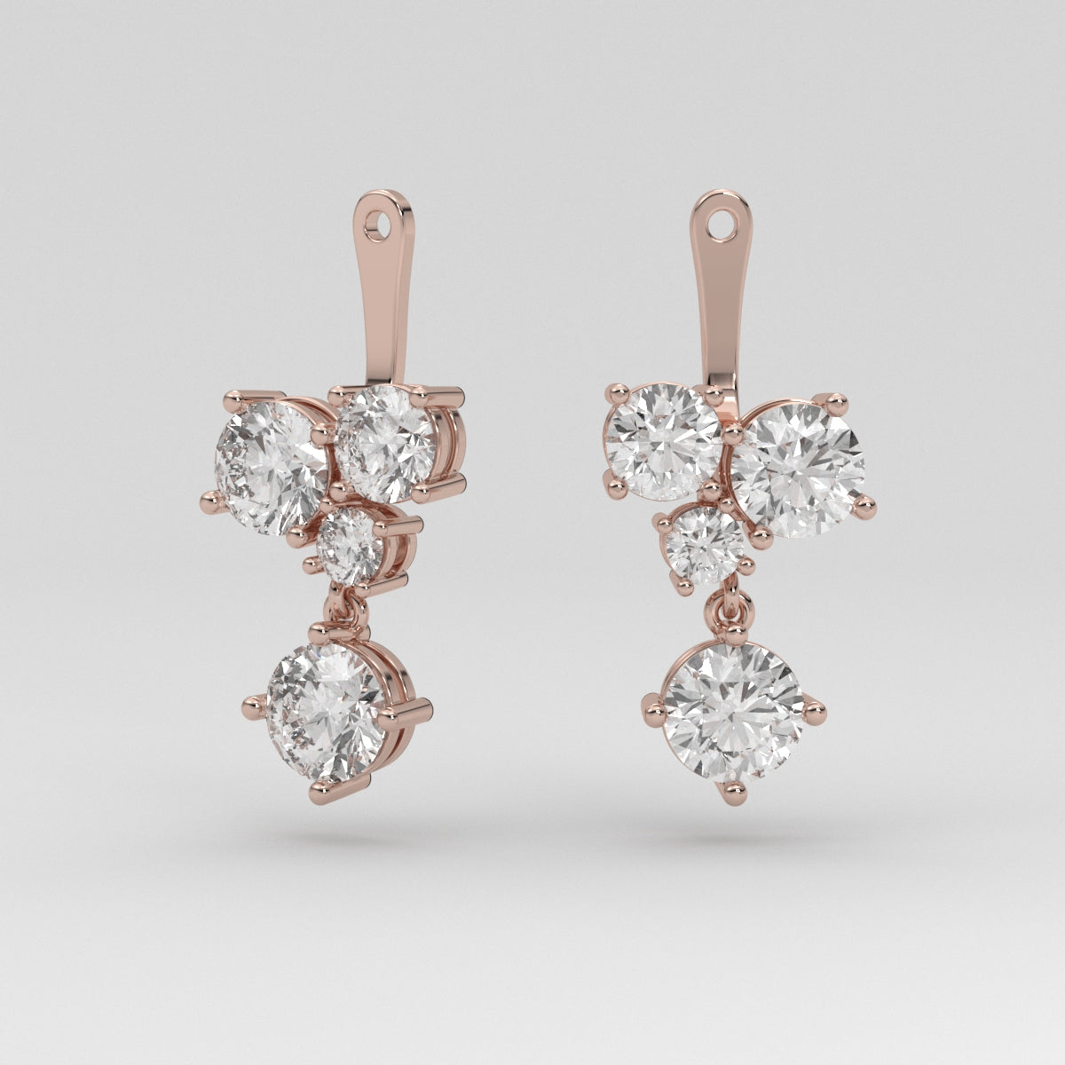 Studs Round 2.00 ct & Jacket Cluster