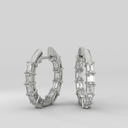 Aretes Huggies Front and Back Emerald