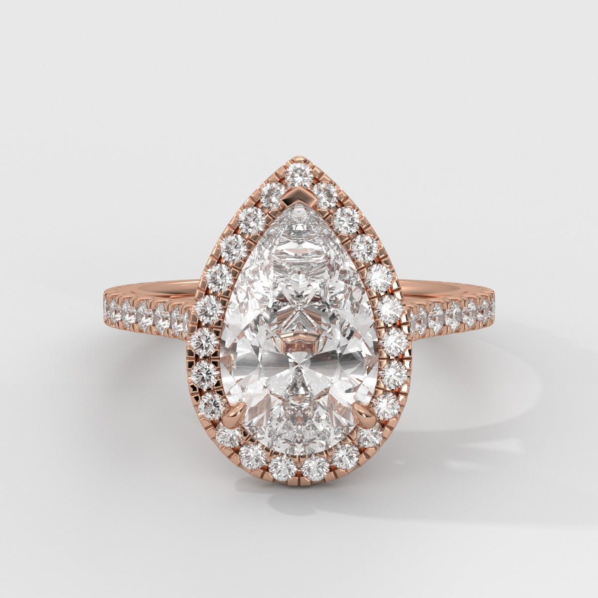 Anillo de Compromiso Halo Pear