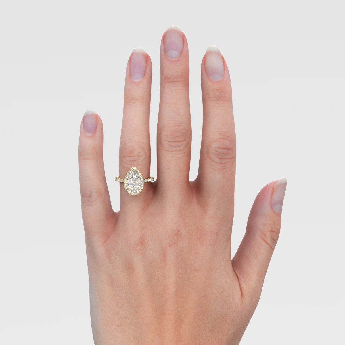 Anillo de Compromiso Halo Pear