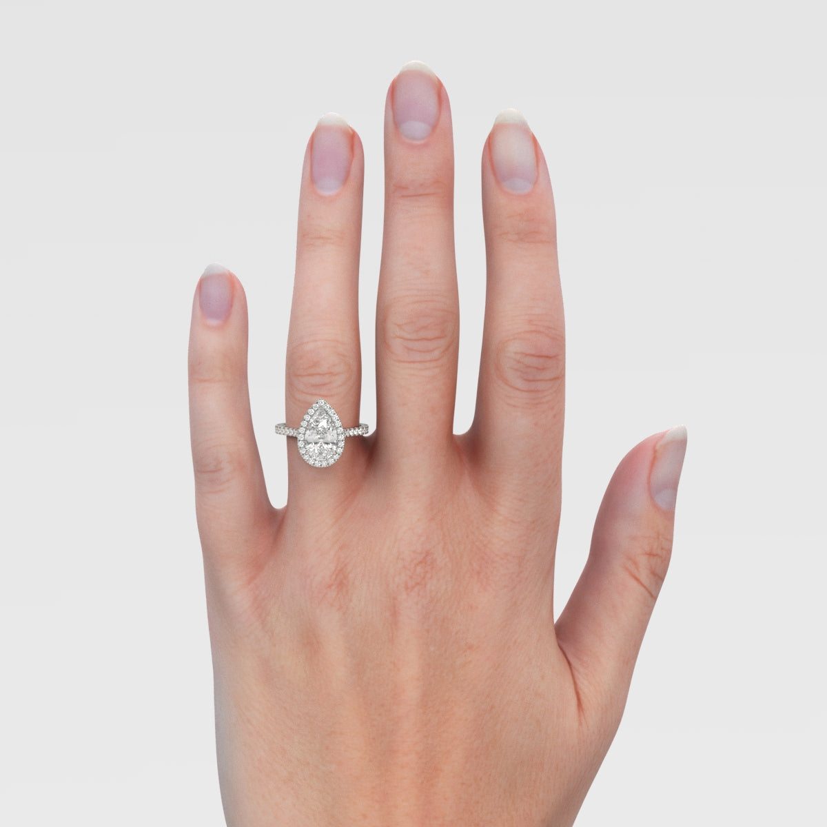 Anillo de Compromiso Halo Pear