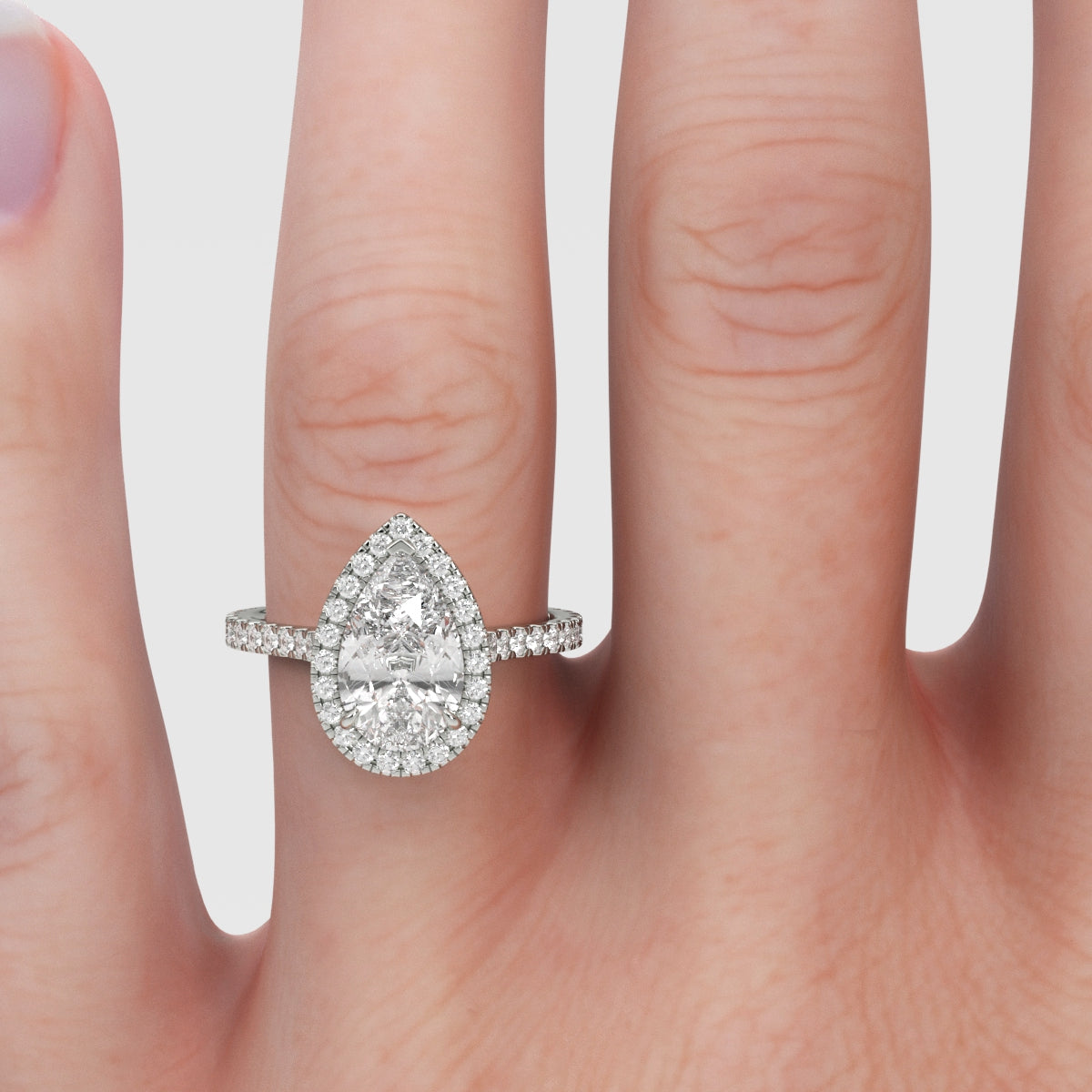 Anillo de Compromiso Halo Pear