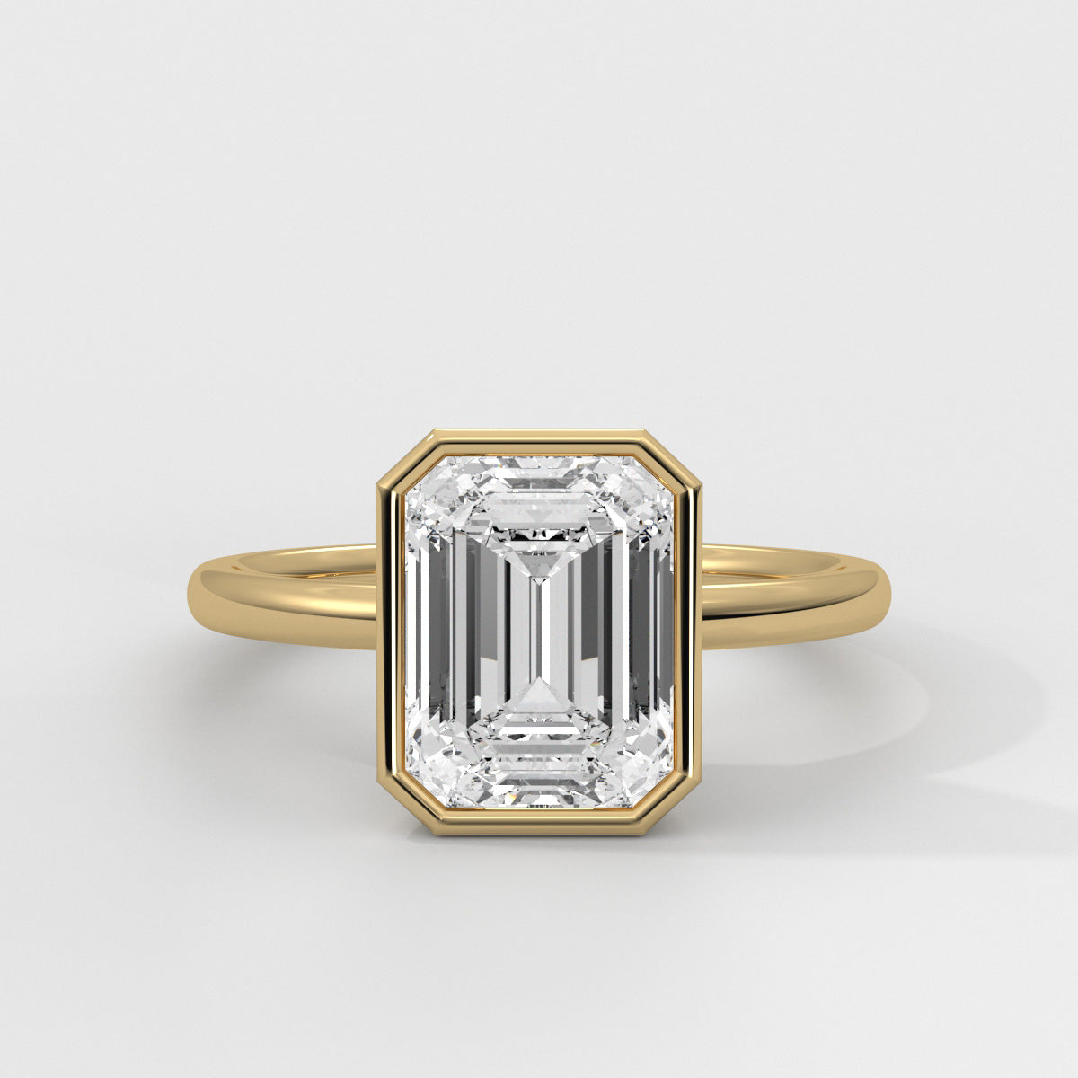 Anillo de Compromiso Solitario Bezel Set Emerald