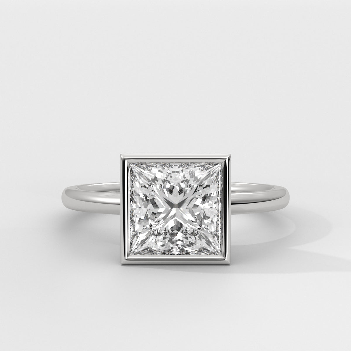 Anillo de Compromiso Solitario Bezel Set Princess