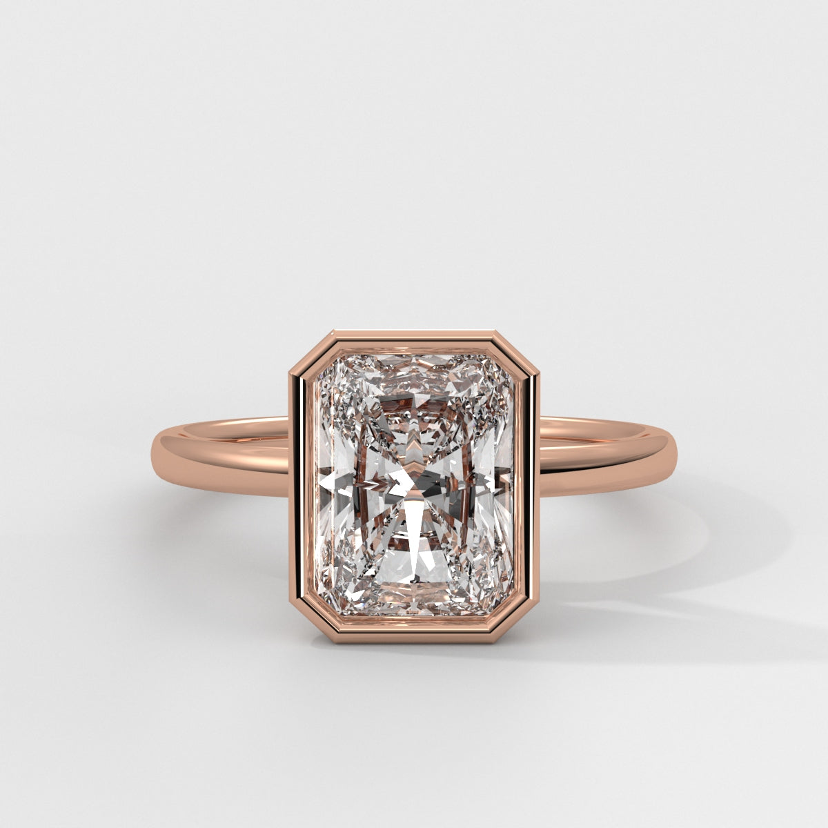 Anillo de Compromiso Solitario Bezel Set Radiant