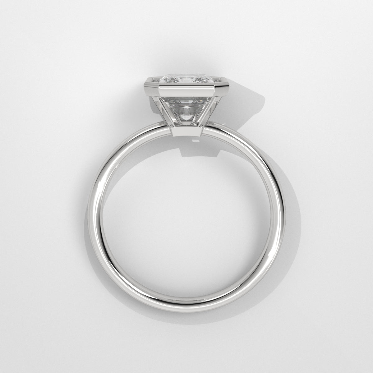 Anillo de Compromiso Solitario Bezel Set Radiant