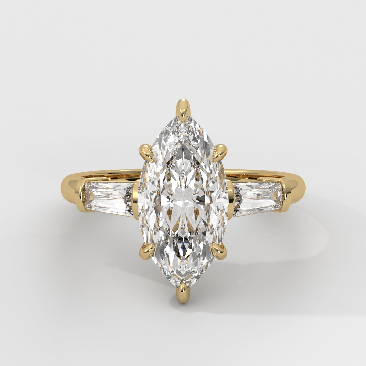 Anillo de Compromiso Baguette Sidestones Marquise
