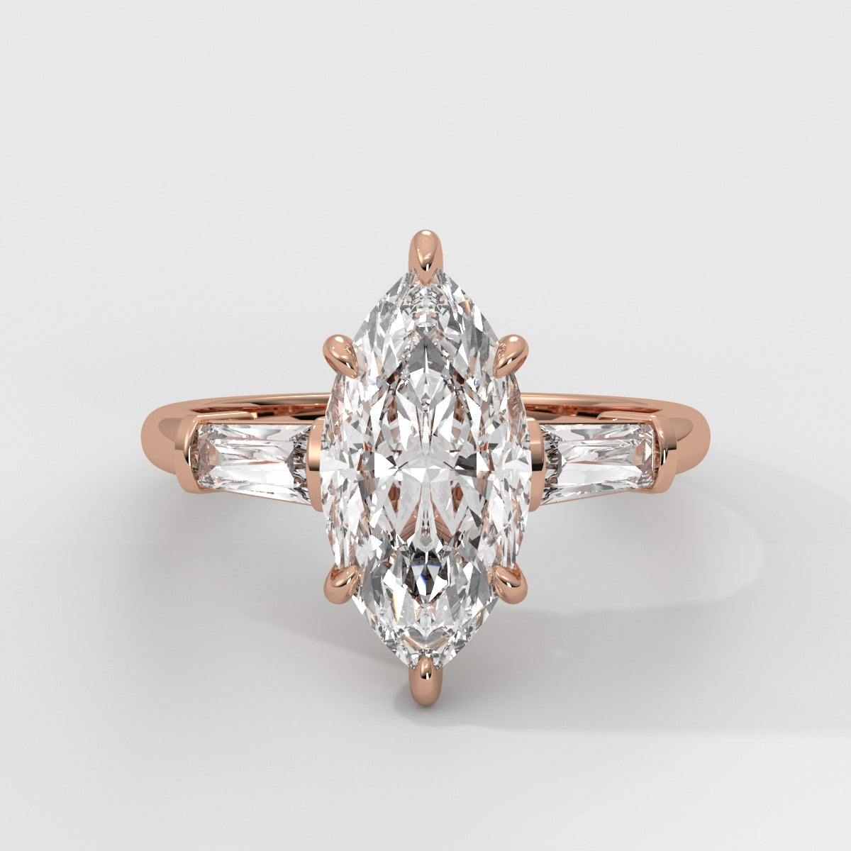Anillo de Compromiso Baguette Sidestones Marquise