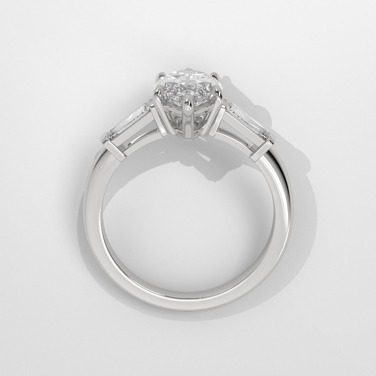 Anillo de Compromiso Baguette Sidestones Marquise