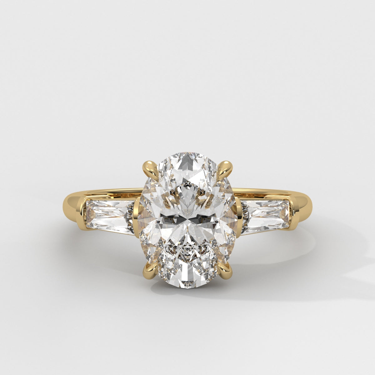 Anillo de Compromiso Baguette Sidestones Oval