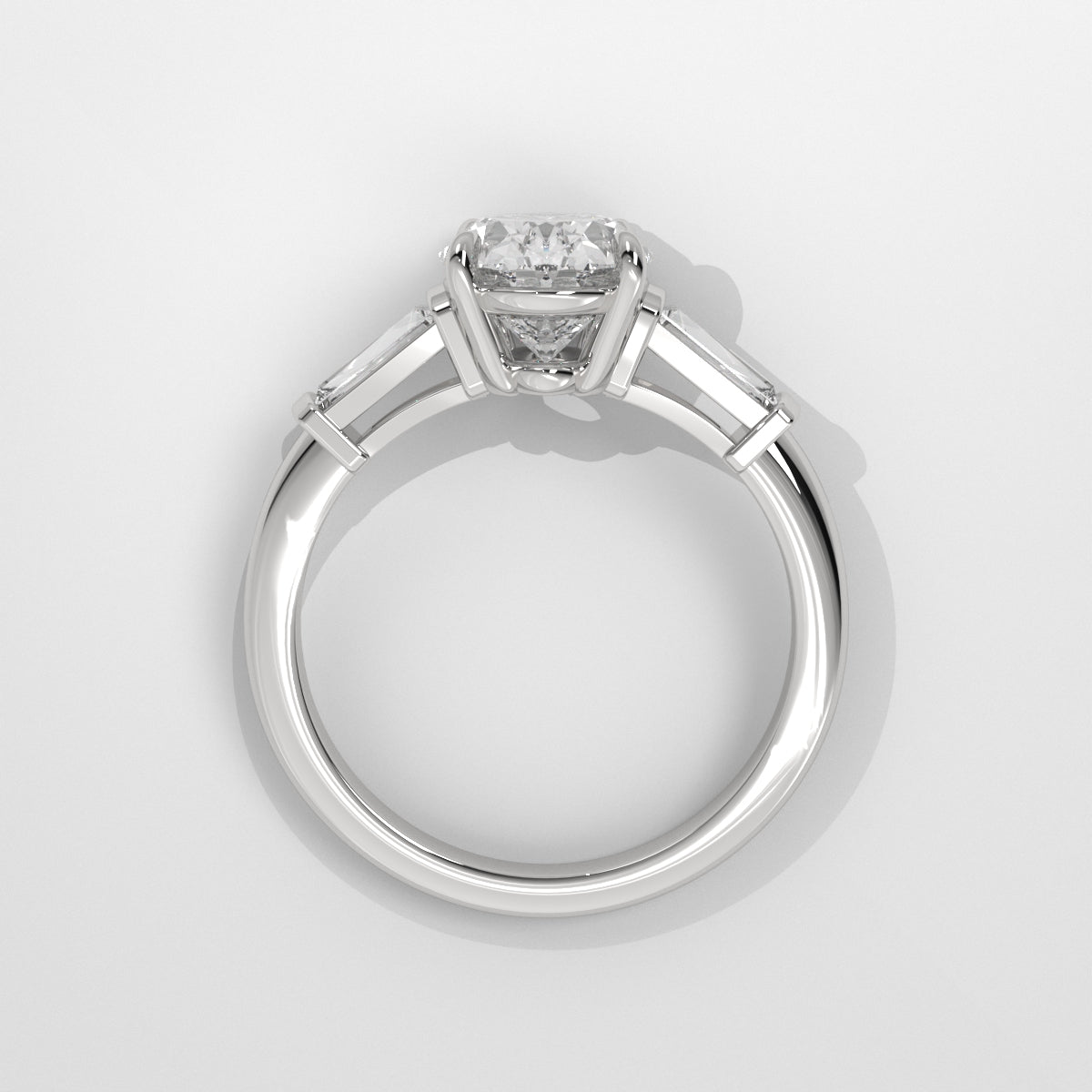 Anillo de Compromiso Baguette Sidestones Oval