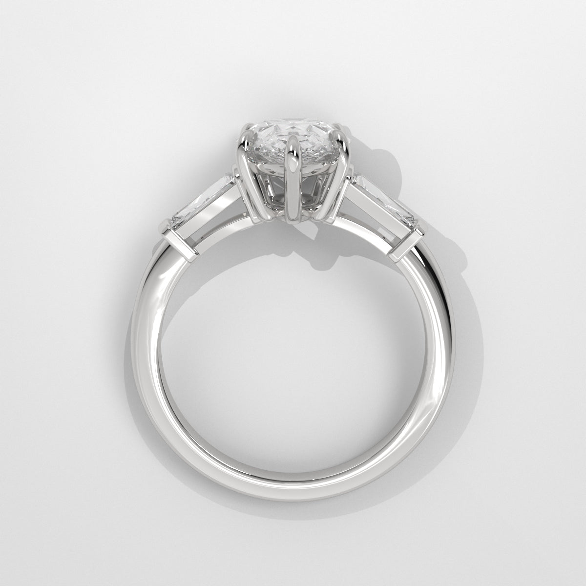 Anillo de Compromiso Baguette Sidestones Pear