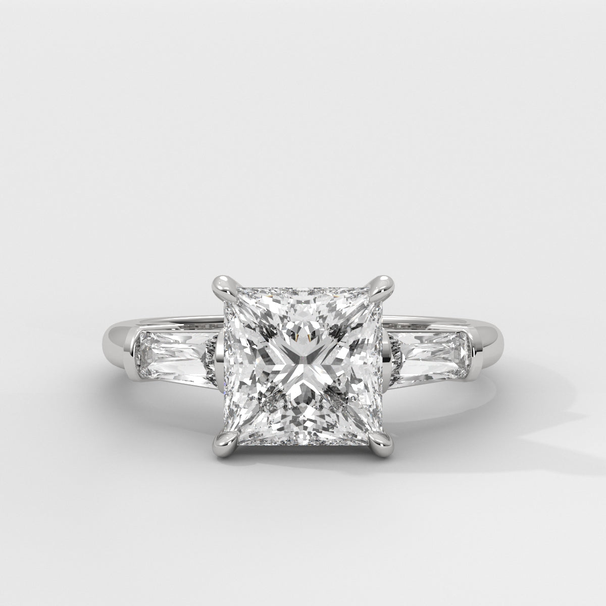 Anillo de Compromiso Baguette Sidestones Princess