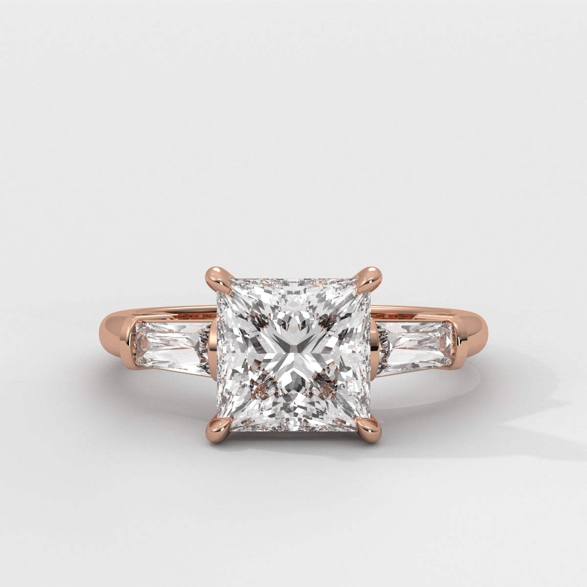 Anillo de Compromiso Baguette Sidestones Princess