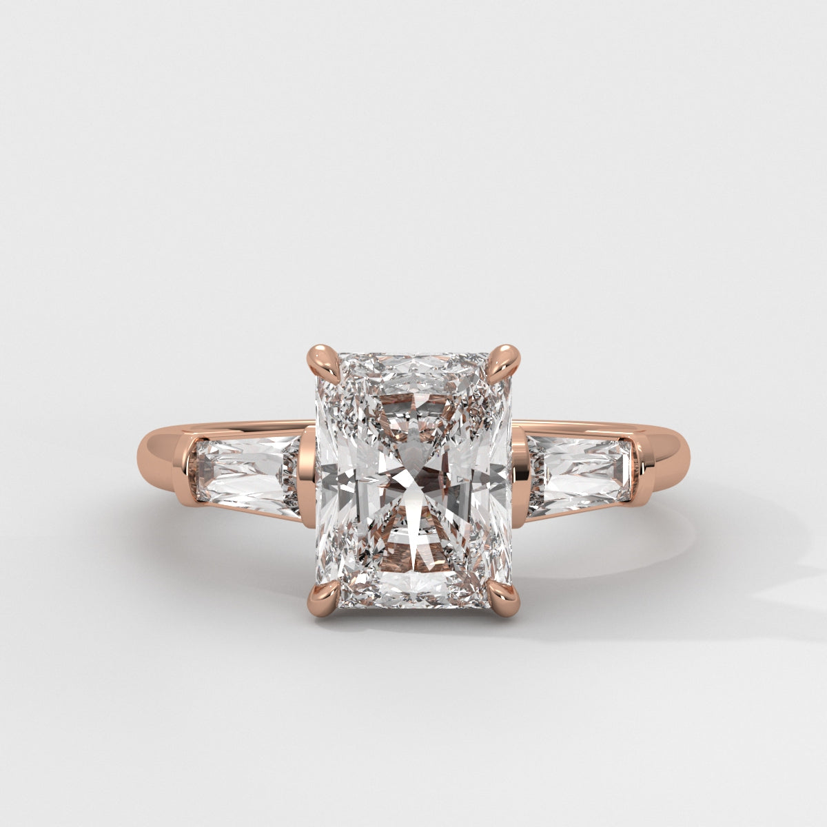Anillo de Compromiso Baguette Sidestones Radiant