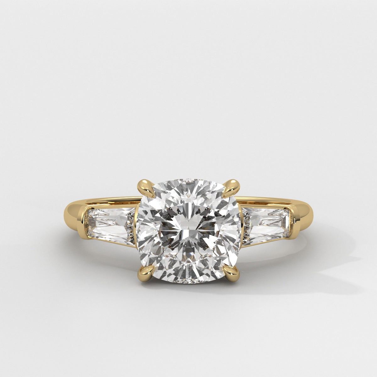 Anillo de Compromiso Baguette Sidestones Cushion