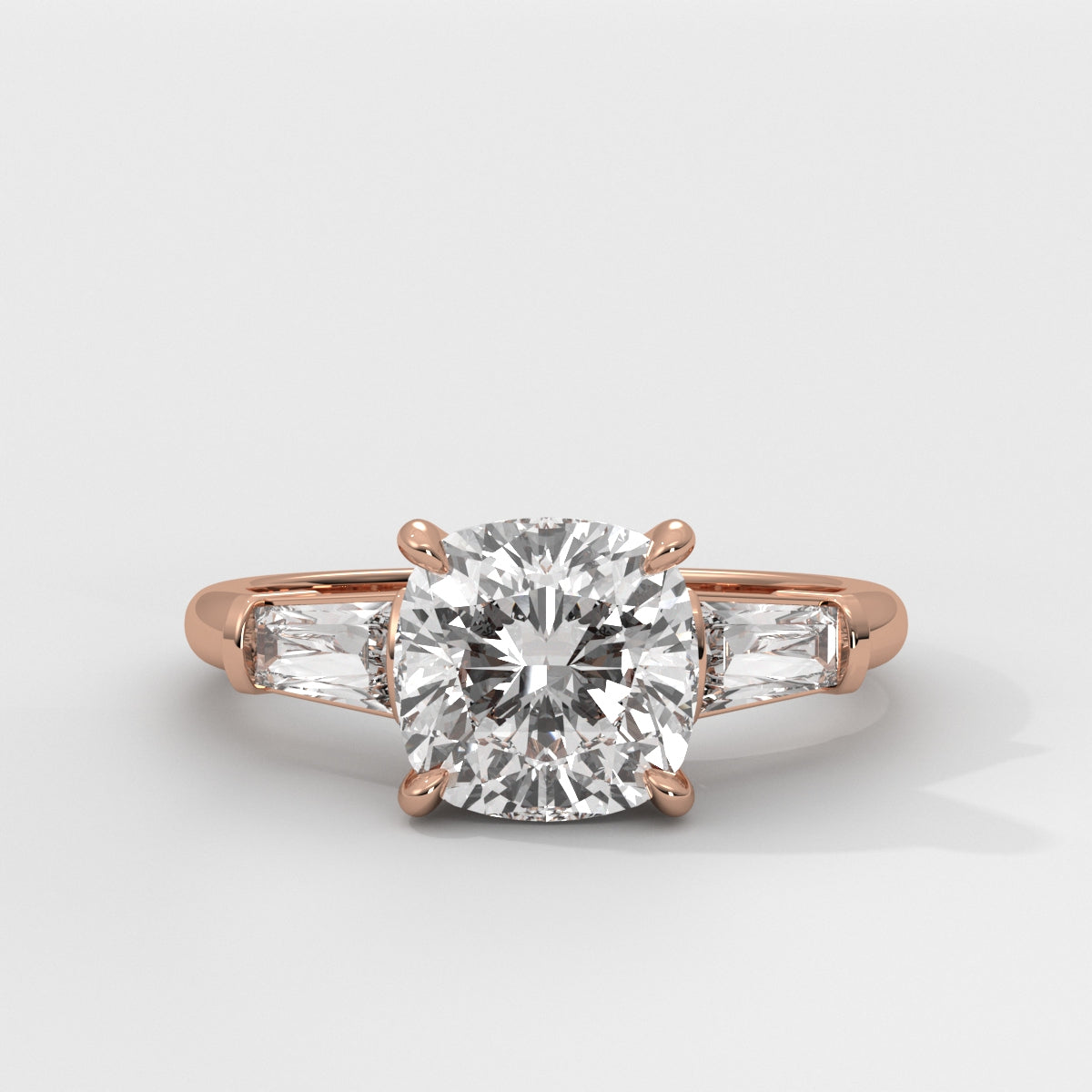 Anillo de Compromiso Baguette Sidestones Cushion