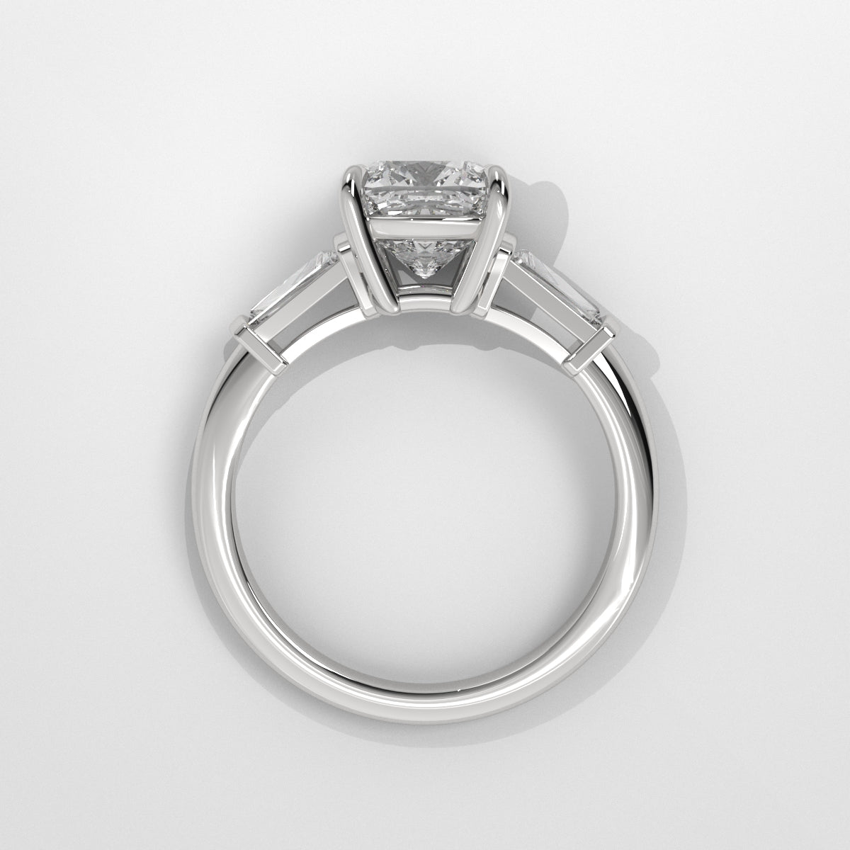 Anillo de Compromiso Baguette Sidestones Cushion