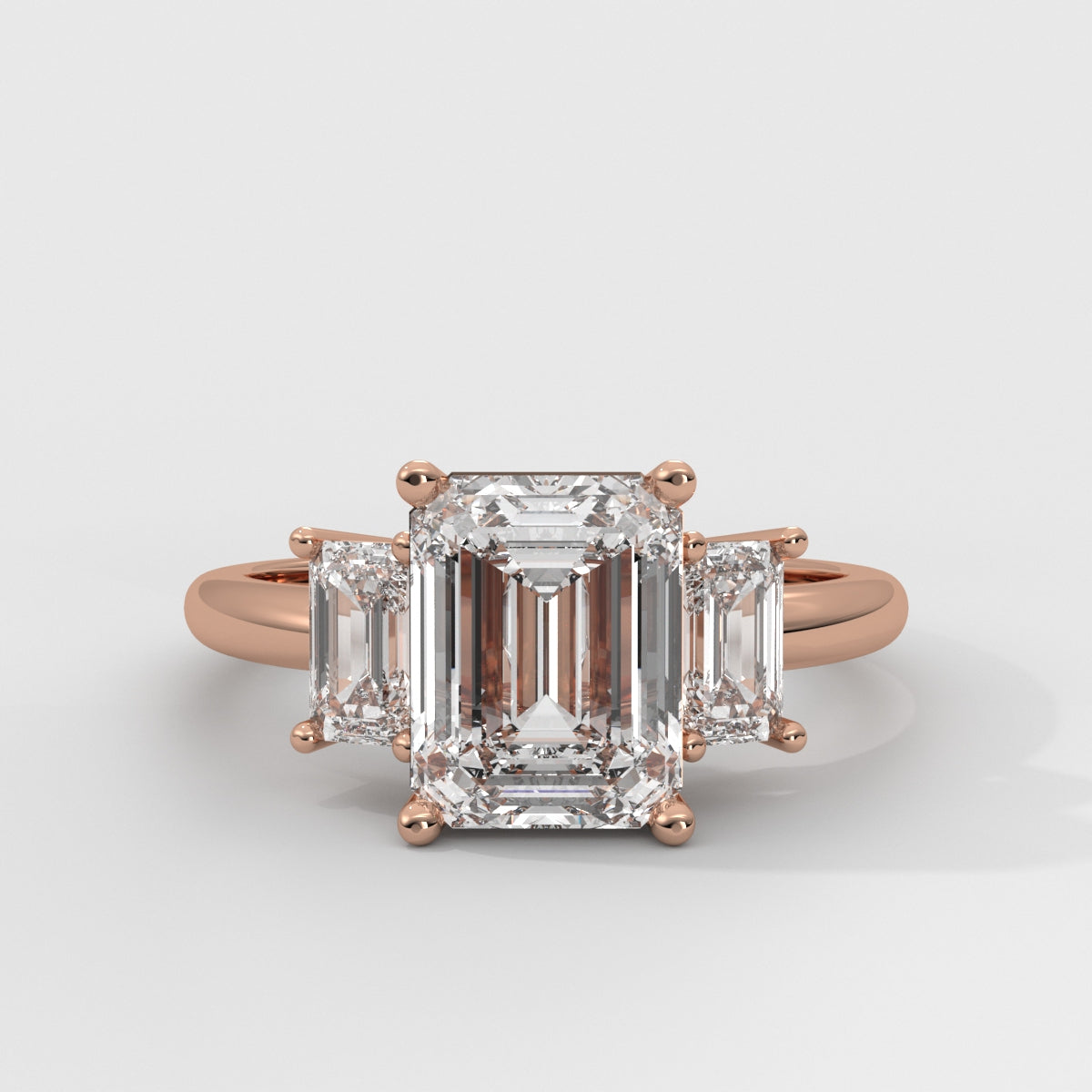 Anillo de Compromiso Three Stone Emerald