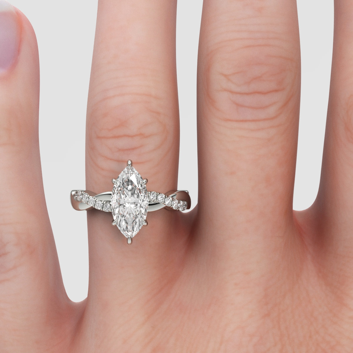 Anillo de Compromiso Twisted Shank Marquise