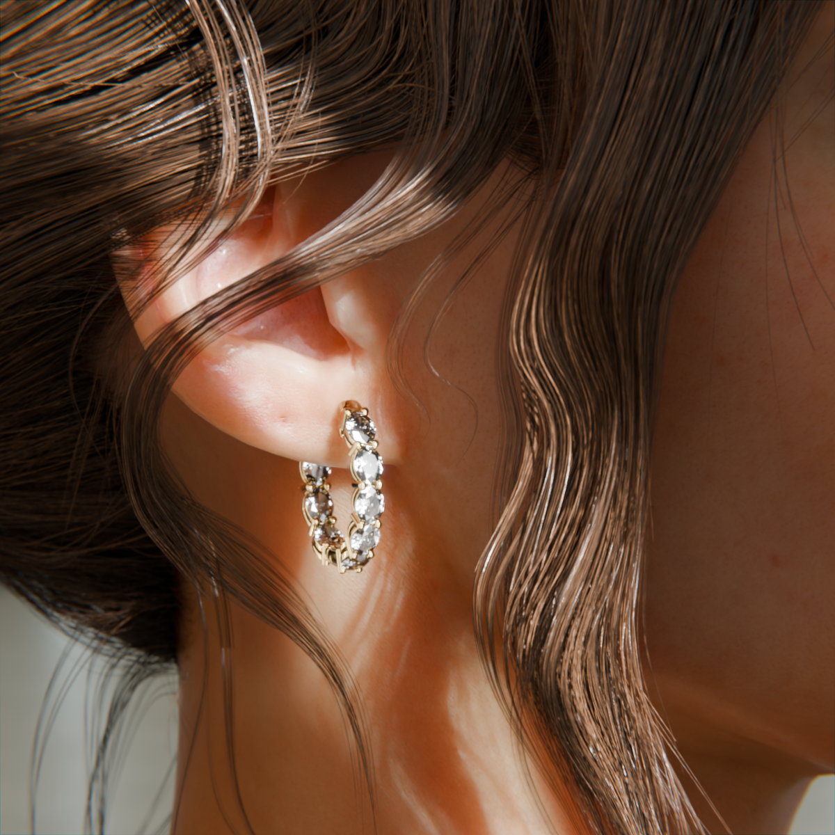 Aretes Huggies Front and Back Oval