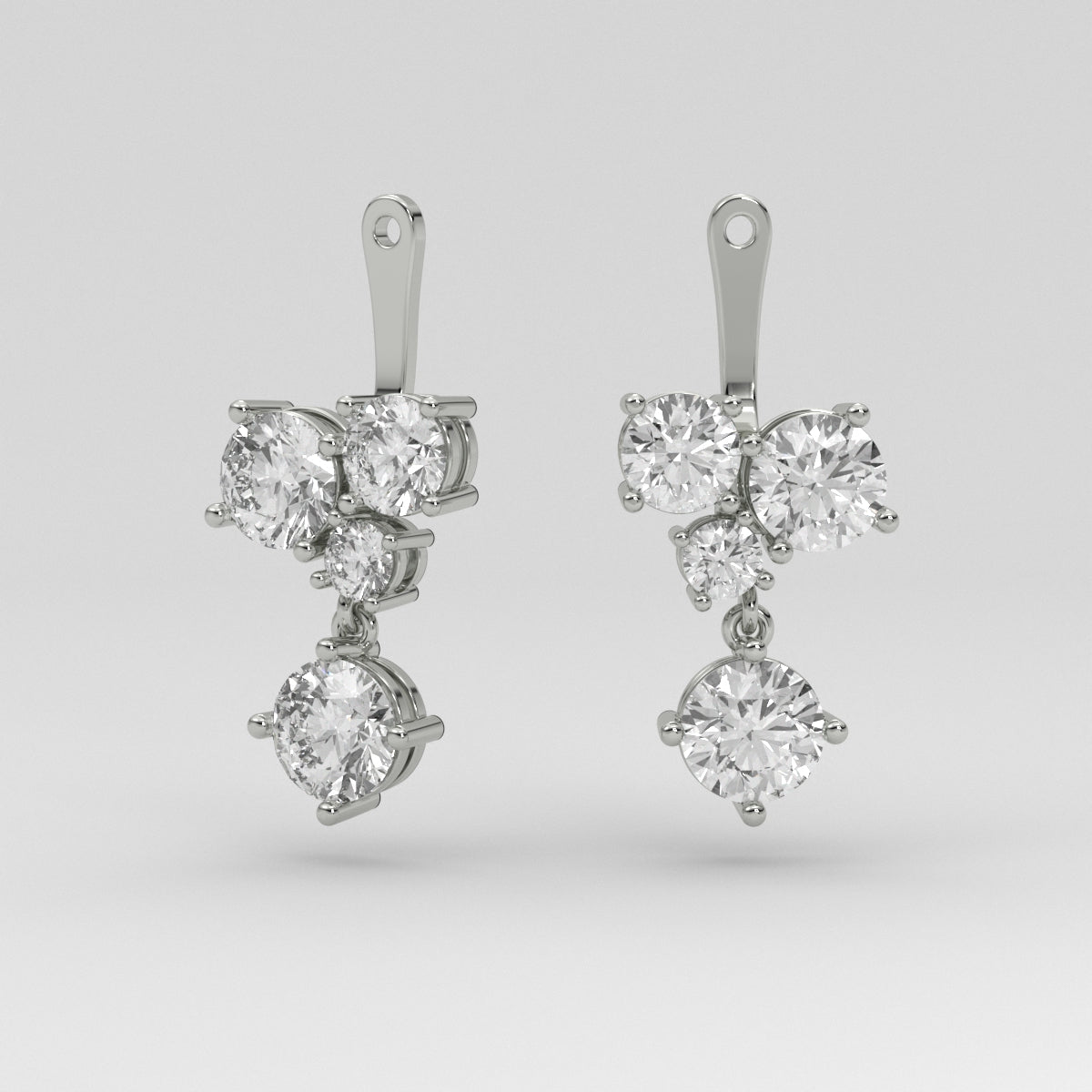 Studs Round 2.00 ct & Jacket Cluster