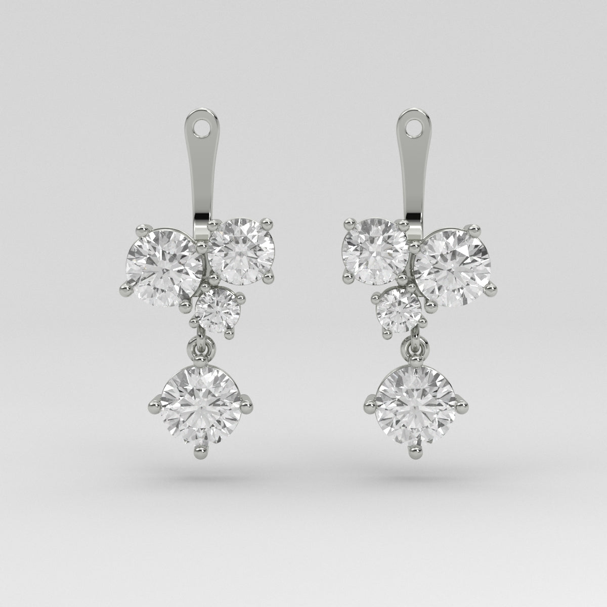 Studs Round 2.00 ct & Jacket Cluster