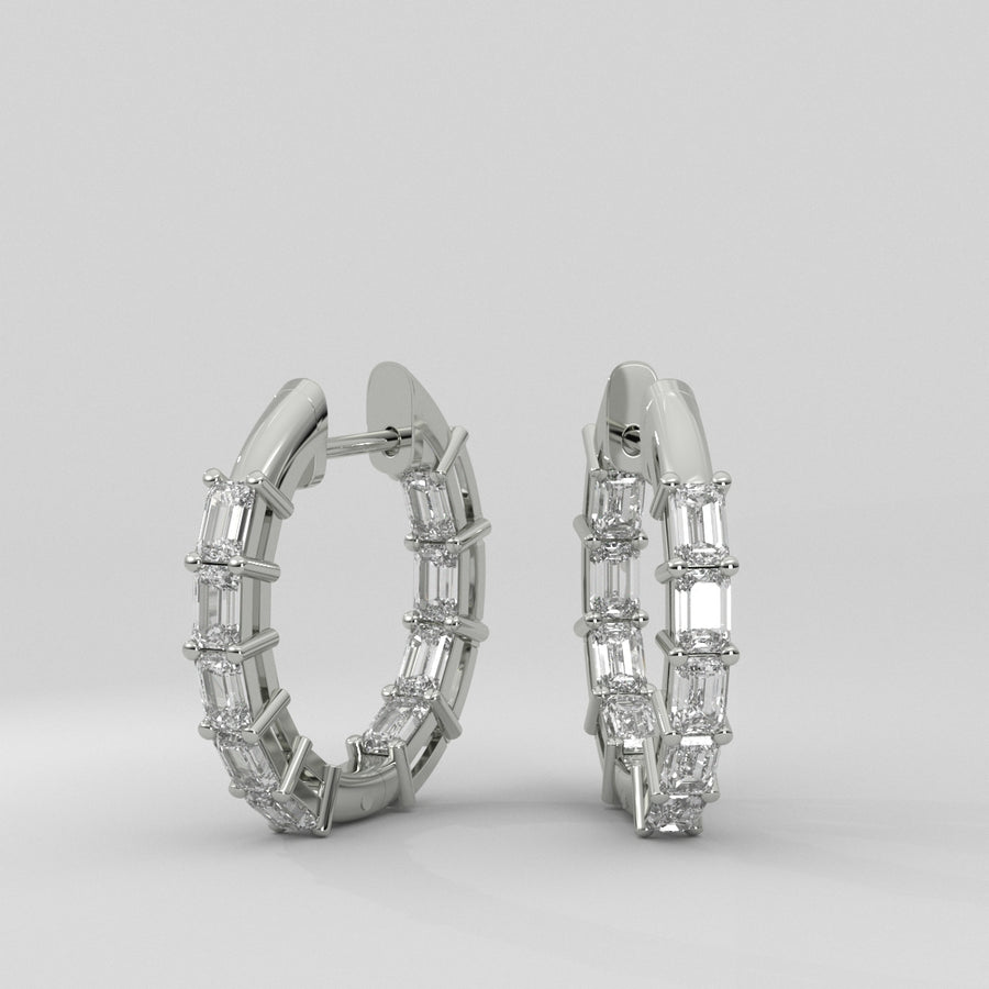 Aretes Huggies Front and Back Emerald