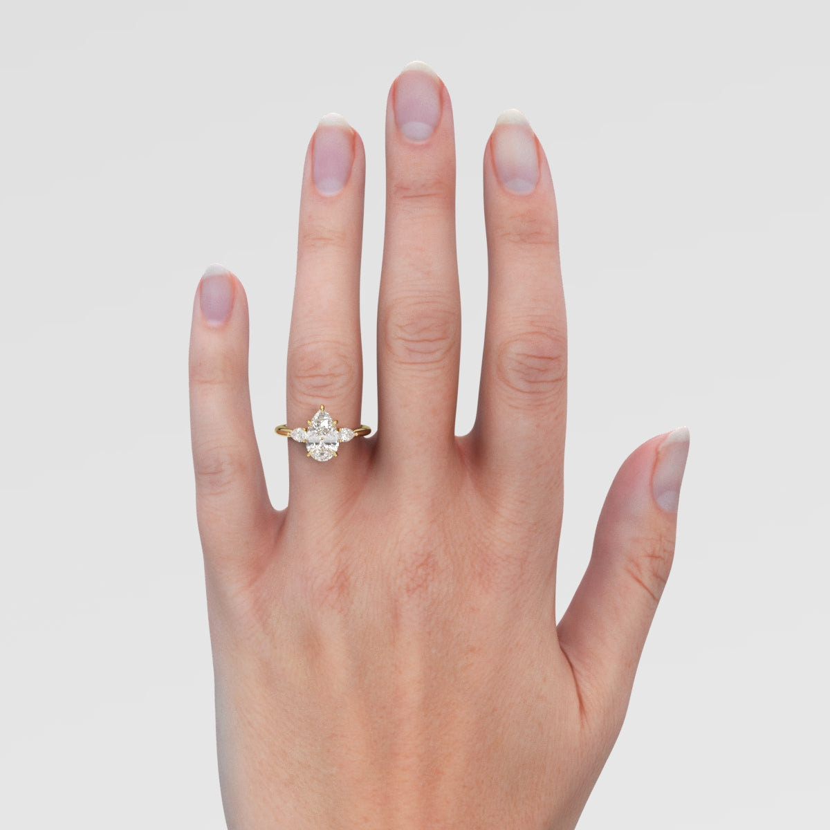Anillo de Compromiso Sidestones Pear
