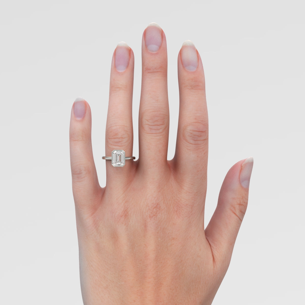 Anillo de Compromiso Solitario Bezel Set Emerald