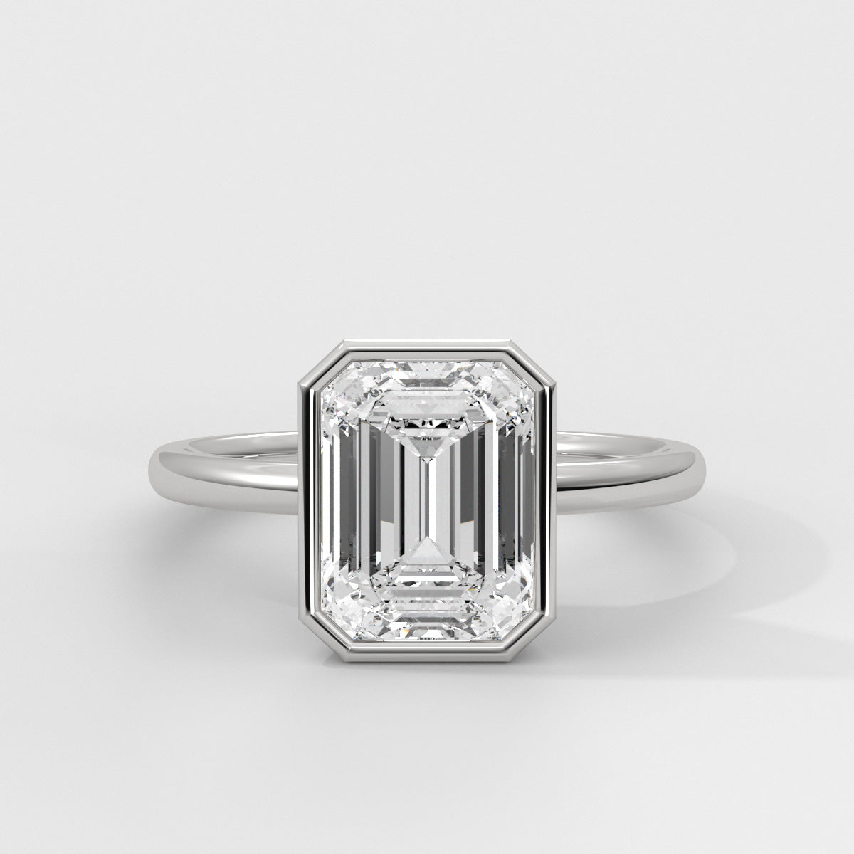 Anillo de Compromiso Solitario Bezel Set Emerald