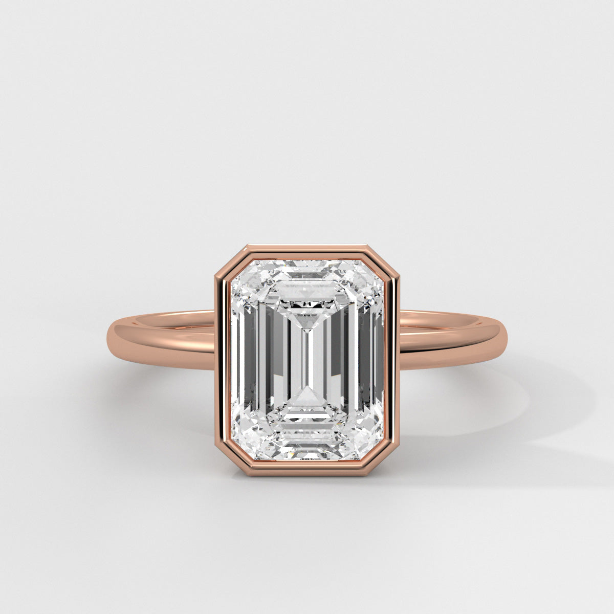 Anillo de Compromiso Solitario Bezel Set Emerald