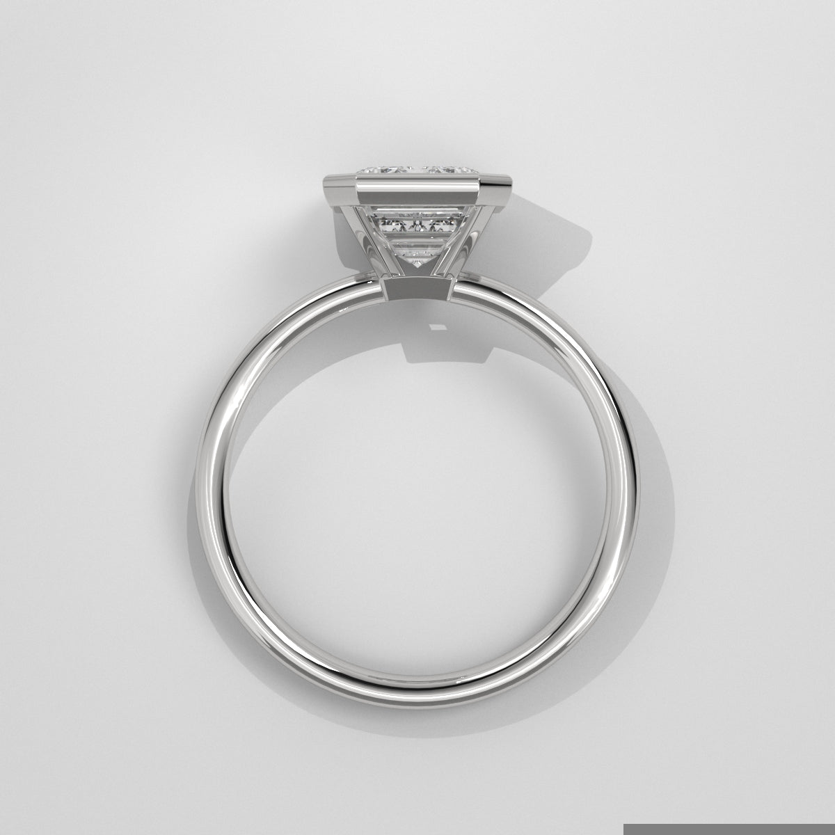 Anillo de Compromiso Solitario Bezel Set Emerald