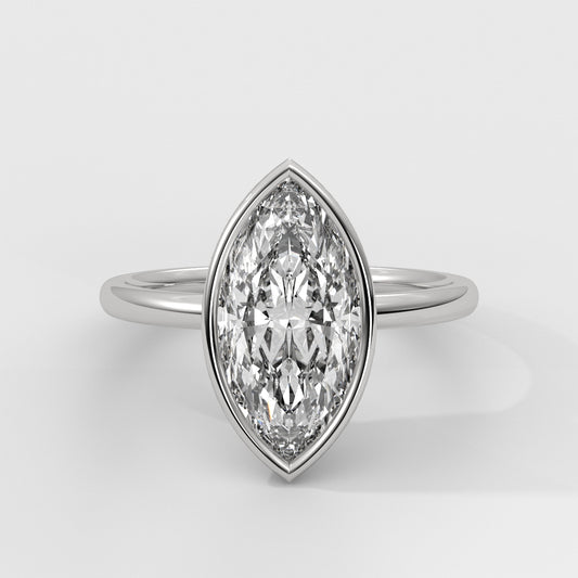Anillo de Compromiso Solitario Bezel Set Marquise