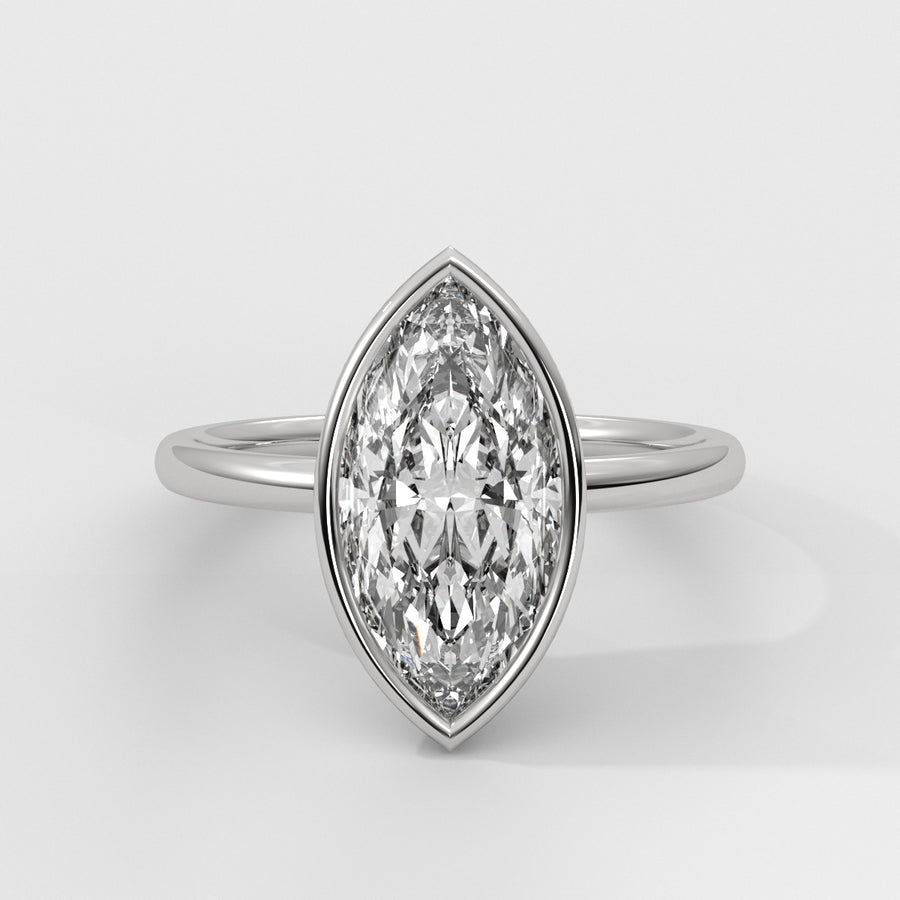 Anillo de Compromiso Solitario Bezel Set Marquise
