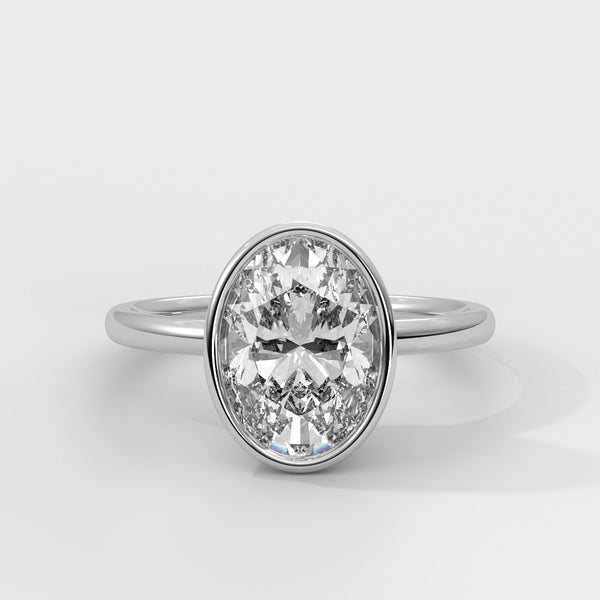 Anillo de Compromiso Solitario Bezel Set Oval
