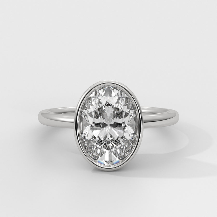 Anillo de Compromiso Solitario Bezel Set Oval