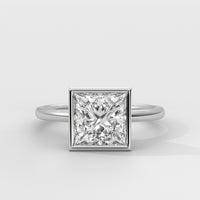 Anillo de Compromiso Solitario Bezel Set Princess