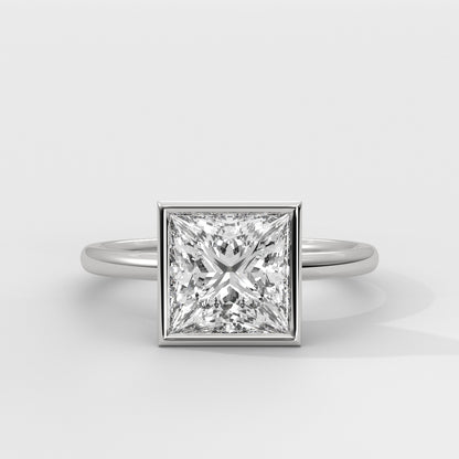 Anillo de Compromiso Solitario Bezel Set Princess