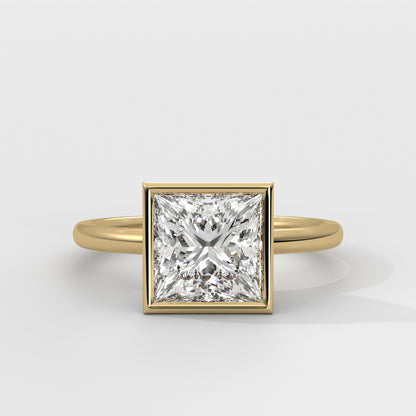 Anillo de Compromiso Solitario Bezel Set Princess