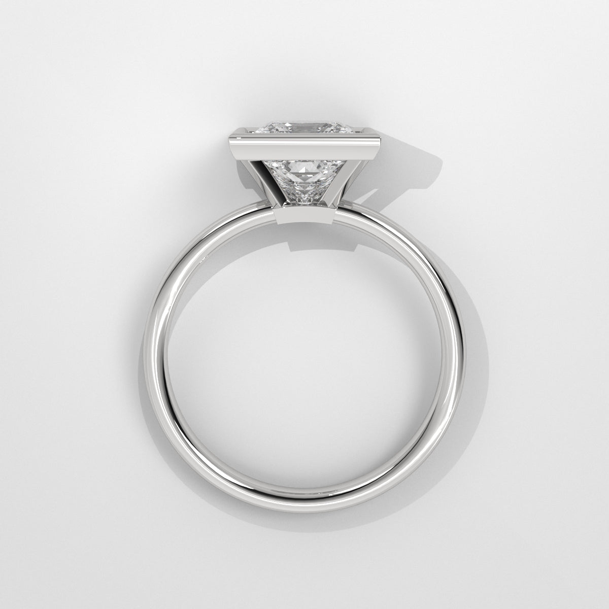 Anillo de Compromiso Solitario Bezel Set Princess