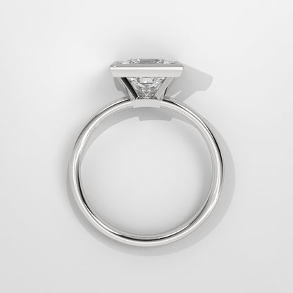 Anillo de Compromiso Solitario Bezel Set Princess