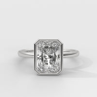 Anillo de Compromiso Solitario Bezel Set Radiant