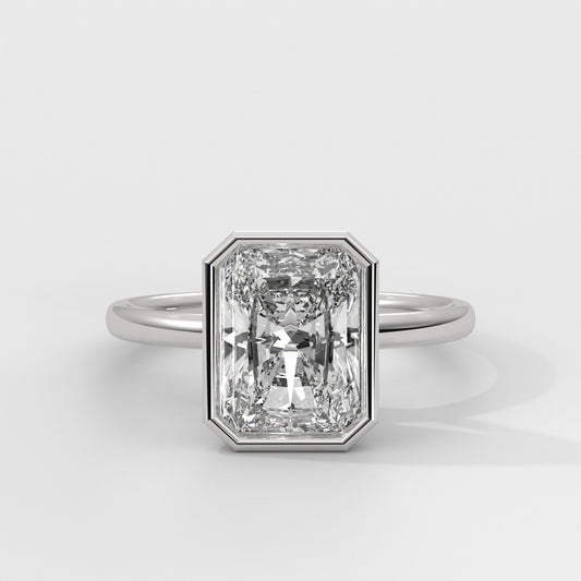 Anillo de Compromiso Solitario Bezel Set Radiant