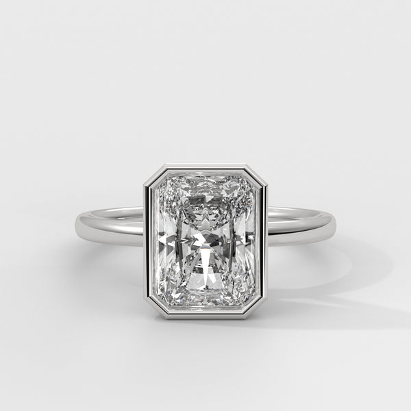 Anillo de Compromiso Solitario Bezel Set Radiant