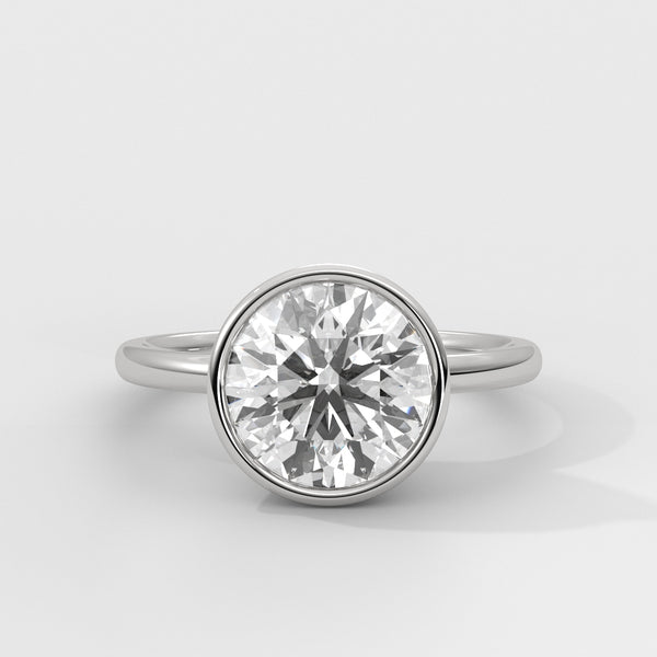 Anillo de Compromiso Solitario Bezel Set Round