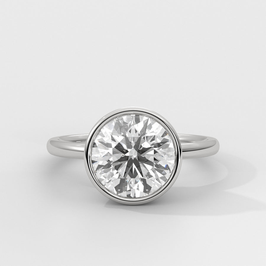 Anillo de Compromiso Solitario Bezel Set Round