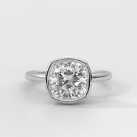 Anillo de Compromiso Solitario Bezel Set Cushion