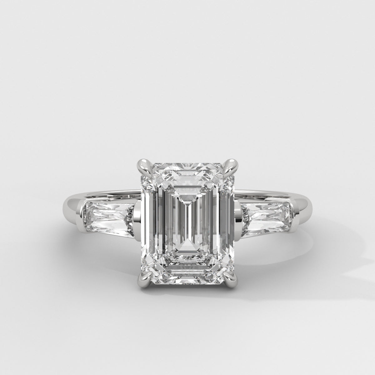 Anillo de Compromiso Baguette Sidestones Emerald
